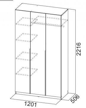 Шкаф ШК-5 (1200) Белый текстурный в Троицке - troick.ok-mebel.com | фото 3