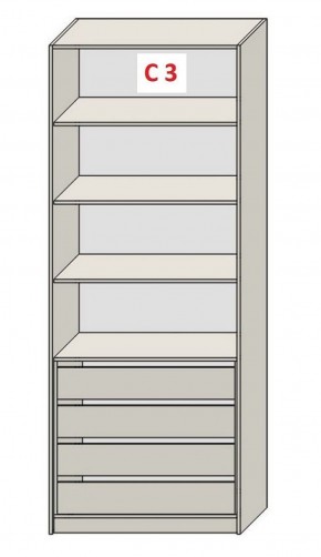 Шкаф СТАНДАРТ С3 4 ящика серия "ГЕСТИЯ" (Светло-серый/Дуб Небраска натуральный) 800*520*2300 в Троицке - troick.ok-mebel.com | фото 2