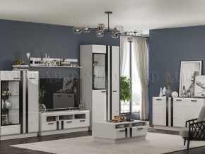 МАГНОЛИЯ Шкаф-стекло низкий (Белый глянец/Белый) в Троицке - troick.ok-mebel.com | фото 3