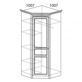 Шкаф угловой №183 "Лючия" Фасад зеркало (Угол 1007*1007) Дуб оксфорд в Троицке - troick.ok-mebel.com | фото 2