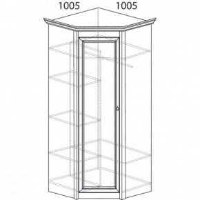 Шкаф угловой №662 "Флоренция" Фасад зеркало (угол 1005*1005) Дуб оксфорд в Троицке - troick.ok-mebel.com | фото 2