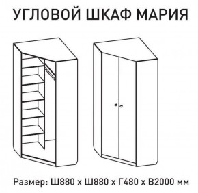 Шкаф угловой Мария 880*880 (ЛДСП 1 кат.) в Троицке - troick.ok-mebel.com | фото 2