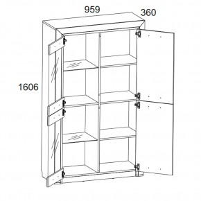 Шкаф-витрина 2V2D, OLIVIA, цвет вудлайн крем/дуб анкона в Троицке - troick.ok-mebel.com | фото 6