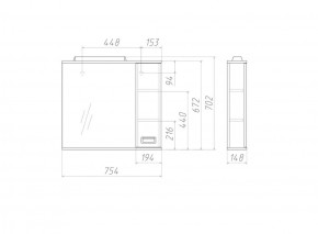 Шкаф-зеркало Cube 75 Эл. Правый Домино (DC5009HZ) в Троицке - troick.ok-mebel.com | фото 3