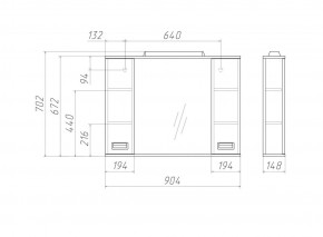 Шкаф-зеркало Cube 90 Эл. Домино (DC5012HZ) в Троицке - troick.ok-mebel.com | фото 2