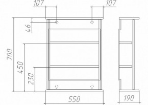 Шкаф-зеркало Милана 55 (правый/левый) Айсберг (DA1063HZ) в Троицке - troick.ok-mebel.com | фото 2