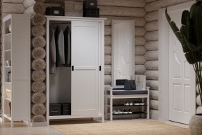 Скамья 85 Кантри для обуви, массив сосны, цвет белый в Троицке - troick.ok-mebel.com | фото 4
