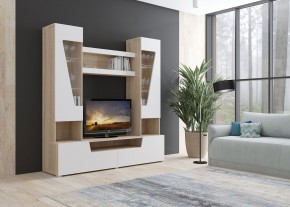 Стенка АНТАЛИЯ 2 (Сонома/Белый софт) в Троицке - troick.ok-mebel.com | фото 3
