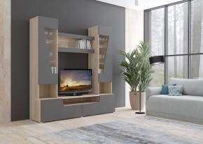 Стенка АНТАЛИЯ 2 (Сонома/Графит софт) в Троицке - troick.ok-mebel.com | фото 3