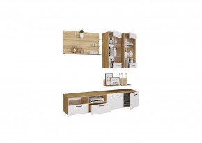 Стенка НЕНСИ 3 (Крафт золотой/Белый глянец) в Троицке - troick.ok-mebel.com | фото 2