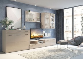 Стенка НЕНСИ 3 (Ясень Шимо светлый/Капучино глянец) в Троицке - troick.ok-mebel.com | фото 2