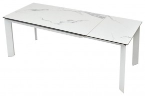 Стол CREMONA 140 HIGH GLOSS STATUARIO Белый мрамор глянцевый, керамика/ белый каркас, ®DISAUR в Троицке - troick.ok-mebel.com | фото 5