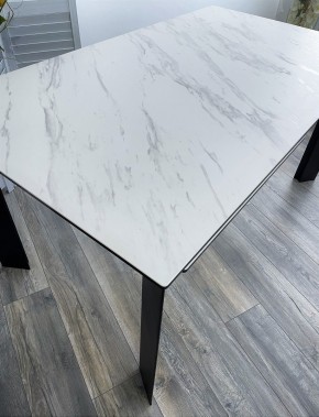 Стол CREMONA 180 KL-99 Белый мрамор матовый, итальянская керамика / черный каркас, ®DISAUR в Троицке - troick.ok-mebel.com | фото 2