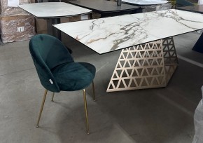 Стол ENNA 220 KL-188 Контрастный мрамор матовый, итальянская керамика/ каркас цвета шампань, ®DISAUR в Троицке - troick.ok-mebel.com | фото 8
