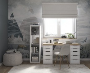 Стол письменный Ингар 2/55 140x75x55, дуб беленый/белый в Троицке - troick.ok-mebel.com | фото 4