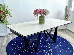 Стол RIETI 200 KL-99 Белый мрамор матовый, итальянская керамика / черный каркас, ®DISAUR в Троицке - troick.ok-mebel.com | фото 2