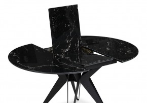 Стол стеклянный Рикла 110(150)х110х76 черный мрамор / черный в Троицке - troick.ok-mebel.com | фото 4
