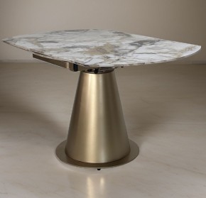 Стол TERAMO 135 GLOSS GRAND JADE SOLID CERAMIC, керамика, поворотн.механизм / Бронзовый, ®DISAUR в Троицке - troick.ok-mebel.com | фото