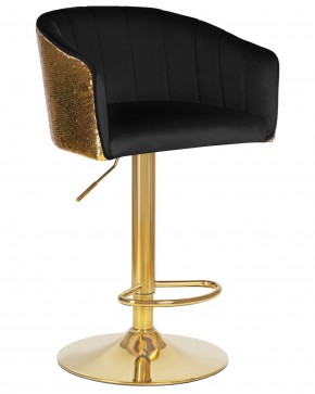 Стул барный DOBRIN DARCY GOLD SHINY, черный велюр с золотыми пайетками в Троицке - troick.ok-mebel.com | фото