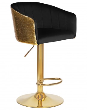 Стул барный DOBRIN DARCY GOLD SHINY, черный велюр с золотыми пайетками в Троицке - troick.ok-mebel.com | фото 2