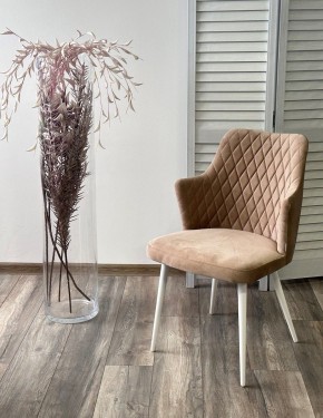 Стул HERMAN 360 град. БЕЖЕВЫЙ #5, велюр / белый каркас М-City в Троицке - troick.ok-mebel.com | фото 3