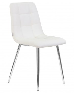 Стул обеденный DOBRIN ALEX, хром ножки, белая экокожа (P-02) в Троицке - troick.ok-mebel.com | фото