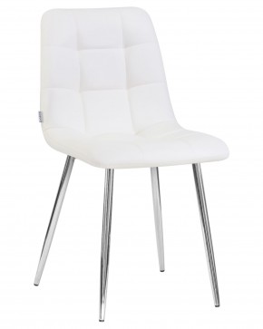 Стул обеденный DOBRIN ALEX, хром ножки, белая экокожа (P-02) в Троицке - troick.ok-mebel.com | фото 2