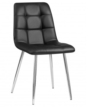 Стул обеденный DOBRIN ALEX, хром ножки, чёрная экокожа (P-01) в Троицке - troick.ok-mebel.com | фото