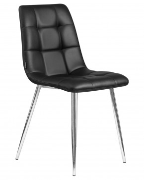 Стул обеденный DOBRIN ALEX, хром ножки, чёрная экокожа (P-01) в Троицке - troick.ok-mebel.com | фото 2