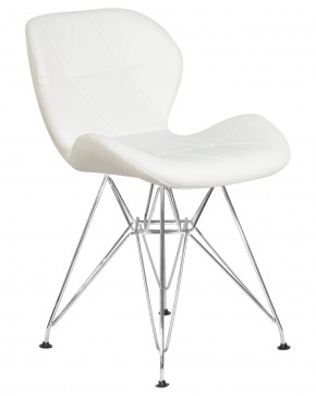 Стул обеденный DOBRIN BUTTERFLY CHROME, ножки хром, цвет белый в Троицке - troick.ok-mebel.com | фото 2