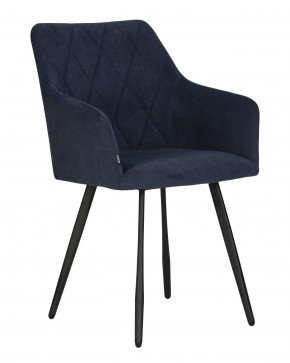 Стул обеденный DOBRIN ROBY, ЭМАЛЬ ЧЕРНЫЙ МУАР велюр Catania Dark Blue в Троицке - troick.ok-mebel.com | фото
