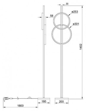 Торшер Arte Lamp Fluido A3913PN-24BK в Троицке - troick.ok-mebel.com | фото 2