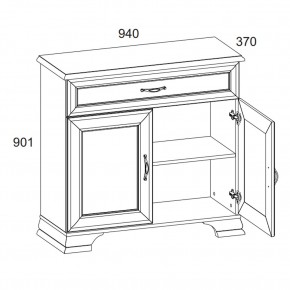 Тумба 2D1S, TIFFANY, цвет вудлайн кремовый в Троицке - troick.ok-mebel.com | фото 3