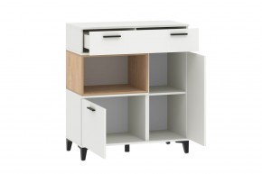 Тумба НМ 013.80 "Bergen" (Белый/Дуб бунратти) в Троицке - troick.ok-mebel.com | фото 2