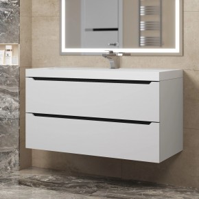 Тумба под раковину Uperwood Tanos 100 см, подвесная, белая/графит в Троицке - troick.ok-mebel.com | фото