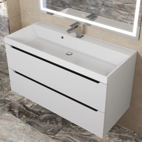Тумба под раковину Uperwood Tanos 100 см, подвесная, белая/графит в Троицке - troick.ok-mebel.com | фото 10