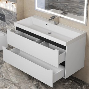 Тумба под раковину Uperwood Tanos 100 см, подвесная, белая/графит в Троицке - troick.ok-mebel.com | фото 9