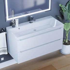 Тумба под раковину Uperwood Tanos 100 см, подвесная, белая матовая в Троицке - troick.ok-mebel.com | фото 10