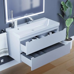 Тумба под раковину Uperwood Tanos 100 см, подвесная, белая матовая в Троицке - troick.ok-mebel.com | фото 9