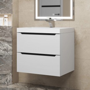 Тумба под раковину Uperwood Tanos 60 см, подвесная, белая/графит в Троицке - troick.ok-mebel.com | фото