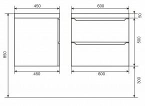 Тумба под раковину Uperwood Tanos 60 см, подвесная, белая/графит в Троицке - troick.ok-mebel.com | фото 6