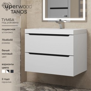 Тумба под раковину Uperwood Tanos 70 см, подвесная, белая/графит в Троицке - troick.ok-mebel.com | фото 3
