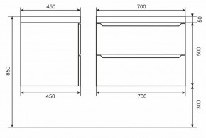 Тумба под раковину Uperwood Tanos 70 см, подвесная, белая/графит в Троицке - troick.ok-mebel.com | фото 6