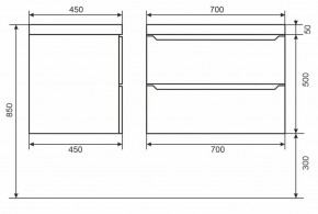 Тумба под раковину Uperwood Tanos 70 см, подвесная, черная матовая в Троицке - troick.ok-mebel.com | фото 6