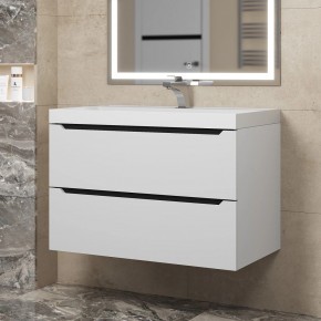 Тумба под раковину Uperwood Tanos 80 см, подвесная, белая/графит в Троицке - troick.ok-mebel.com | фото