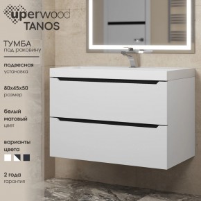 Тумба под раковину Uperwood Tanos 80 см, подвесная, белая/графит в Троицке - troick.ok-mebel.com | фото 3