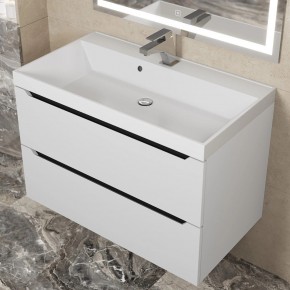 Тумба под раковину Uperwood Tanos 80 см, подвесная, белая/графит в Троицке - troick.ok-mebel.com | фото 8