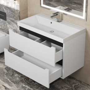 Тумба под раковину Uperwood Tanos 80 см, подвесная, белая/графит в Троицке - troick.ok-mebel.com | фото 9