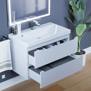 Тумба под раковину Uperwood Tanos 80 см, подвесная, белая матовая в Троицке - troick.ok-mebel.com | фото 2