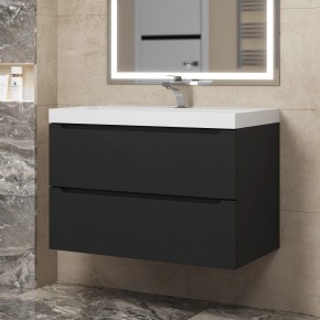 Тумба под раковину Uperwood Tanos 80 см, подвесная, черная матовая в Троицке - troick.ok-mebel.com | фото